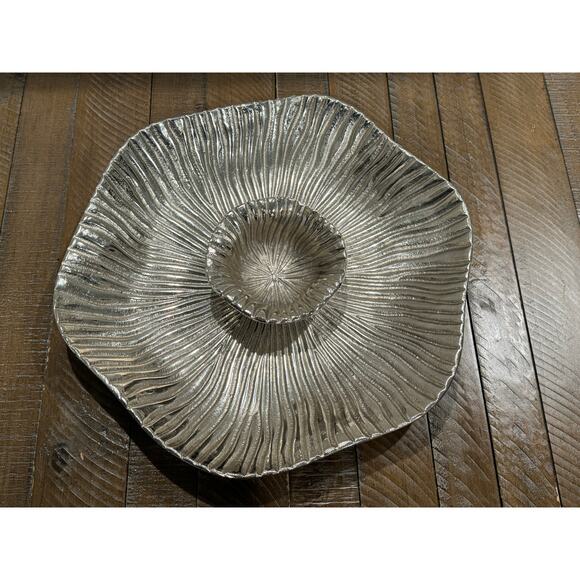 LENOX American by Design Organics Reef Aluminum Chip and Dip Bowl Set Silver - Picture 1 of 13